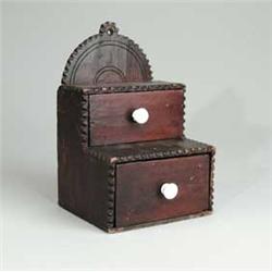 TWO DRAWER STEPPED WALL BOX.
