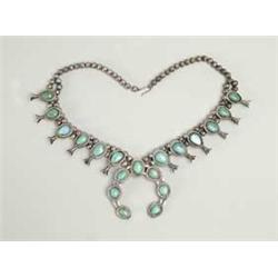 TURQUOISE SQUASH BLOSSOM NECKLACE.
