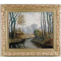 CHARLES P. GRUPPE (American, 1860-1940) AUTUMN STREAM.