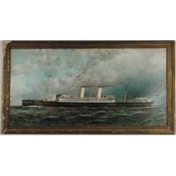 ANTONIO JACOBSEN (American, 1850-1921) PORTRAIT OF THE STEAMSHIP CZARITZA.