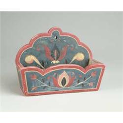 PAINT DECORATED TULIP WALL BOX.