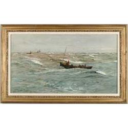 WILLIAM LIONEL WYLLIE (British, 1851-1931) SEASCAPE.. BRINGING IN THE CATCH.
