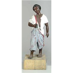 CAST METAL JOCKEY HITCHING POST.