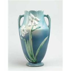 LARGE ROSEVILLE "IRIS" VASE.