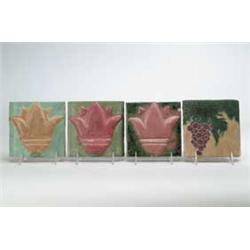 FOUR OWENS ART POTTERY TILES.