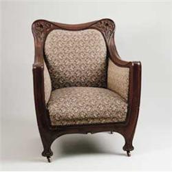 FINE ART NOUVEAU UPHOLSTERED ARMCHAIR.
