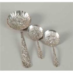 THREE KIRK & SONS BERRY SPOONS.