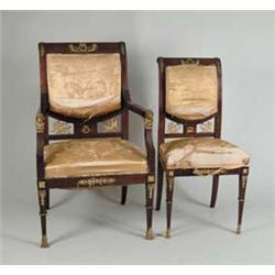 FOUR FRENCH EMPIRE STYLE CHAIRS.