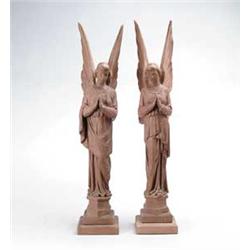 PAIR OF CARVED WOOD STANDING ANGELS.