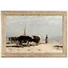 Image 1 : RICHARD BURNIER (Dutch, 1824-1884) BEACH WITH COWS AND WOMAN.