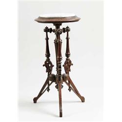 ROUND MARBLE TOP EASTLAKE PLANT STAND.