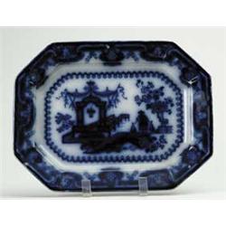FLOW BLUE: "OREGON" PLATTER.