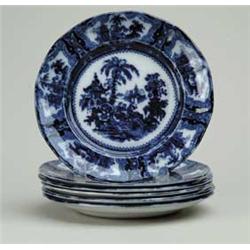 FLOW BLUE: SIX "KYBER" PLATES.