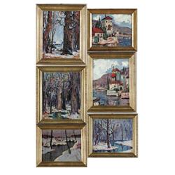 MILES J. EARLY (American, 20th Century) SIX PAINTINGS.
