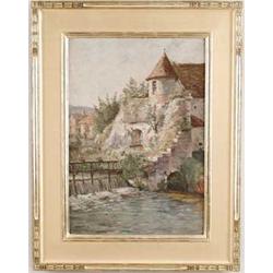 EMMA LAMPERT COOPER (American, 1855-1920) "OLD MILL CLISSON, FRANCE".