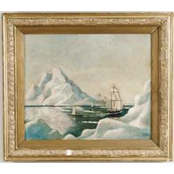 SIGNED WITH INITIALS (American, 19th/20th Century) AMONGST THE ICEBERGS.