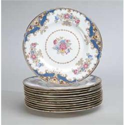 TWELVE "SHELLEY" PLATES IN THE "SHERATON" PATTERN.