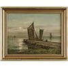 Image 1 : LUDWIG DILL (German, 1848-1940) SUNSET WITH SAILBOATS.
