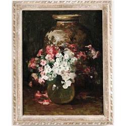 JONAS JOSEPH LAVALLEY (American, 1858-1930) STILL LIFE WITH FLOWERS AND VASE.