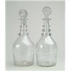 Image 1 : PAIR OF ETCHED EARLY BLOWN DECANTERS.