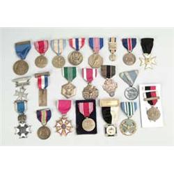 BOX LOT OF MEDALS.