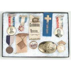 MISC. LOT MEDALS AND U.S. BUCKLE.