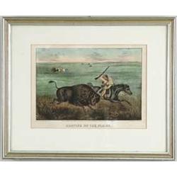 CURRIER & IVES (Publisher, 19th Century) "HUNTING ON THE PLAINS".