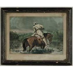 CURRIER & IVES (Publisher, 19th Century) "THE TRAPPERS LAST SHOT".