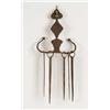 Image 1 : IRON SKEWER HOLDER AND FIVE SKEWERS.