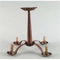 4- BRANCH PAINTED TIN CANDLE CHANDELIER.