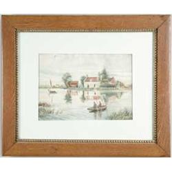 W. FLEMING (English, 20th Century) "HORNING FERRY, NORFOLK BROADS".