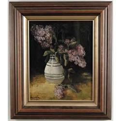JAN C. VAN DER VEN (20th Century) STILL LIFE WITH LILACS.