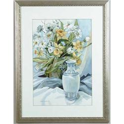 M.M. SZAFARZ (20th Century) STILL LIFE OF WILD FLOWERS AND VASE.