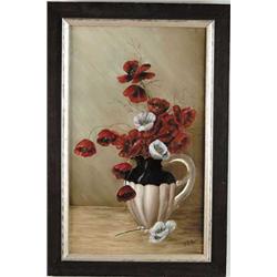G.C. BACON (19th Century) STILL LIFE WITH POPPIES.
