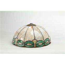SLAG GLASS LEADED LAMP SHADE.