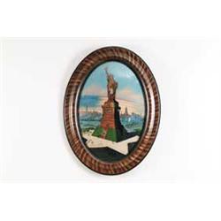 CONVEX PAINTING OF STATUE OF LIBERTY.