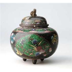 ANTIQUE CLOISONNÉ COVERED JAR.