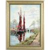 Image 1 : DOUGLAS CONWAY (European, 20th Century) BOATS ON CANAL.