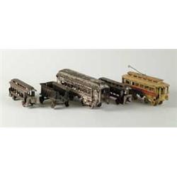 FIVE CAST IRON TRAINS.