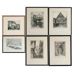 LOT OF SIX ENGRAVINGS (Various Artist, 20th Century).