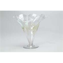 ART GLASS CLEAR VASE WITH APPLIED DECORATION.