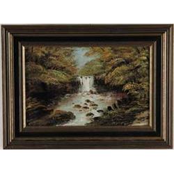 DAVY (20th Century) WATERFALL IN LANDSCAPE.
