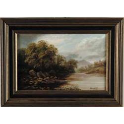 HENRY EARL (19th Century) LANDSCAPE WITH POND.