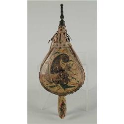 DECORATED ANTIQUE TURTLE BACK BELLOWS.