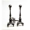 Image 1 : PAIR OF CAST IRON BALL TOP ANDIRONS.