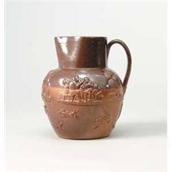 DOULTON TYPE BROWN GLAZED PITCHER.