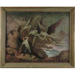 WILLIAM H. E. STARKWEATHER (American 1879-1969) ALLEGORICAL SCENE "THE WHIPS OF OLYMPUS".