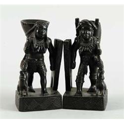 PAIR OF WOOD FIGURAL CARVINGS.