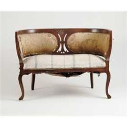 MAHOGANY LOVESEAT FRAME.