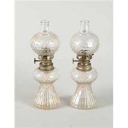 PAIR OF CLEAR GLASS MINI LAMPS.